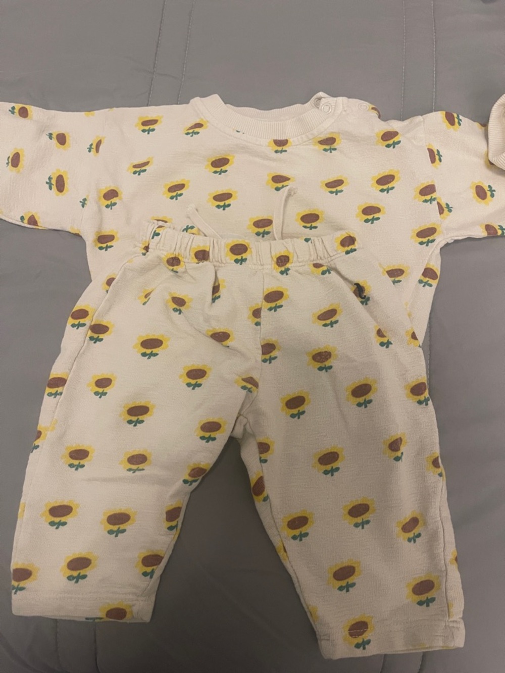 Bobo Choses Cream Baby Set with Yellow Sunflower Print